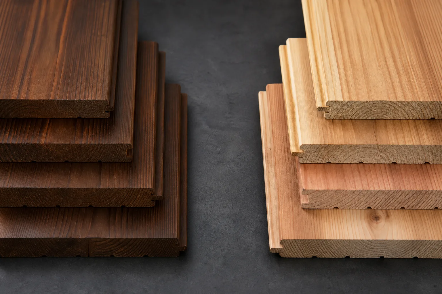 Maximo thermally modified wood compared with Vertical Grain Cedar